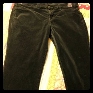 Jbrand Hunter green velvet mid rise skinny jeans